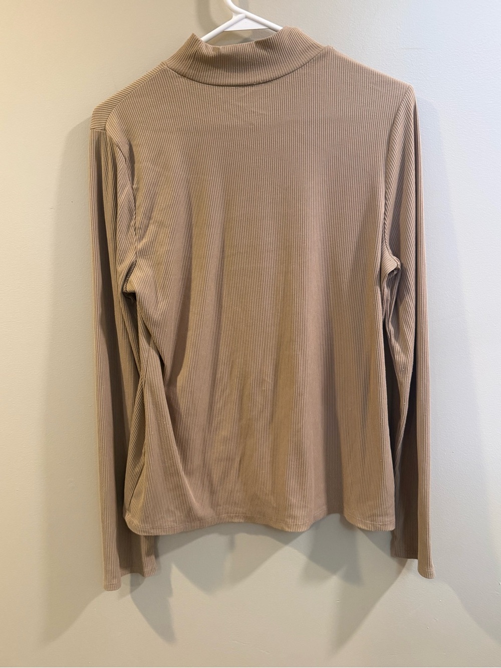 No Boundaries Ribbed Mock Neck Top in Beige - Picture 2 of 5